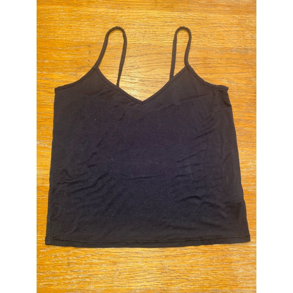 Black Thin Strap Tank Top-XS
